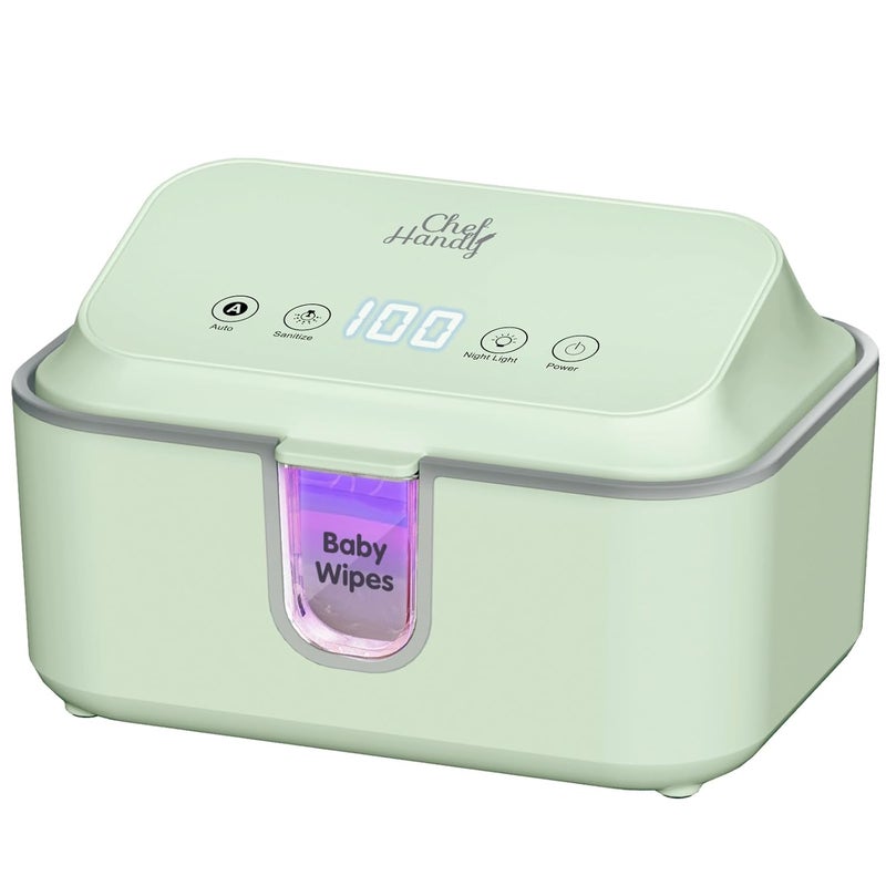 chefhandy Baby Wipe Warmer, Wipe Warmer and Baby Wet Wipes Dispenser with UV Light Sanitizer,Baby Wipes Warmer for Babies,3 Heat Modes,Night Light,Heating Silence,Large Capacity Wipes Warmer (Green) - Image 1
